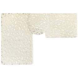 Almina Harmonie 3 Teiliges Bademattenset mit Federmotiv Creme