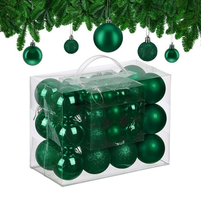 Relaxdays Kerstballen set van 50 stuks kunststof