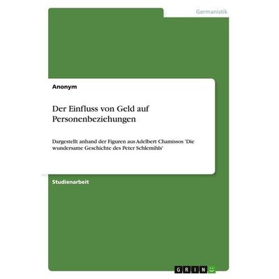 Der Einfluss von Geld auf Personenbeziehungen, Taschenbuch von Anonymous, GRIN, 978-3-640-44347-5
