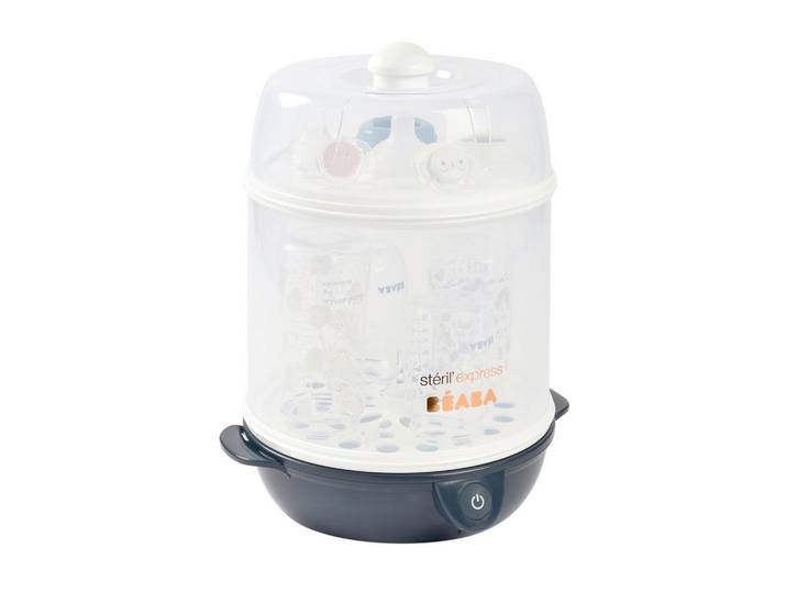 P & B Dampfsterilisator, Dunkelblau, Kunststoff, 28.5x25x36 cm, automatische Abschaltfunktion, anpassbare Größe, für breit- und schmalhalsige Flaschen geeignet, Einknopfbedienung, Freizeit & Co, Wellness & Gesundheit, Gesundheit