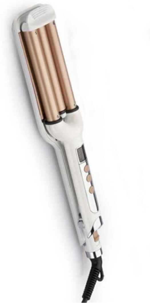 INF Triple-Barrel-Haarwaver Lockenstab mit Turmalin-Keramik-Heizung, LCD-Temperaturregelung, 65W, 110-240V Weiß