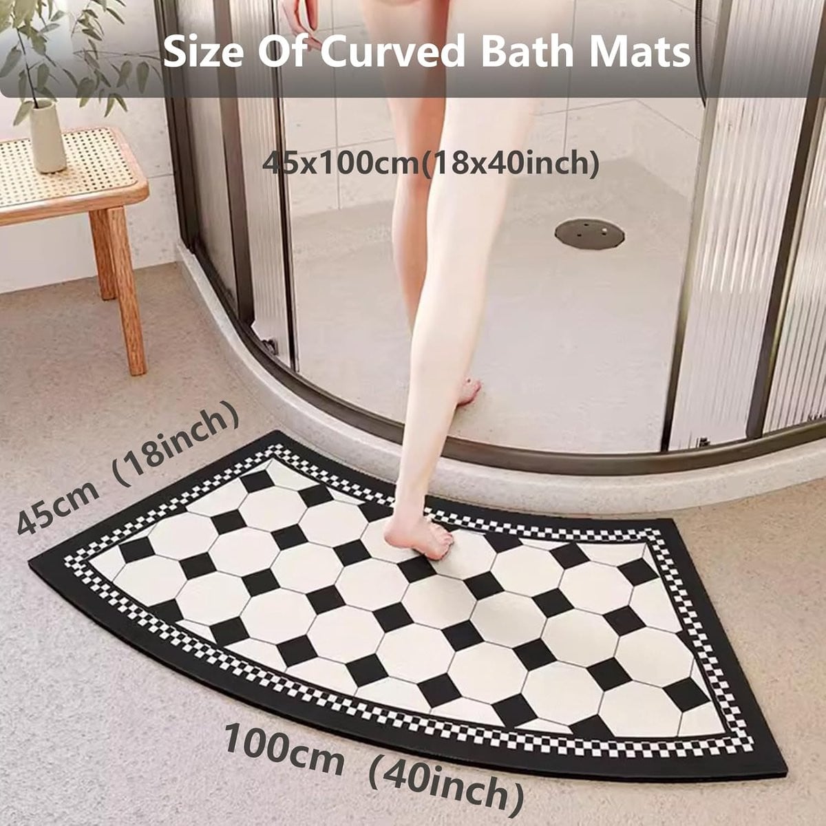 Gebogen Badmat - Antislip Douchemat Hoekmat - One Size - Blauw