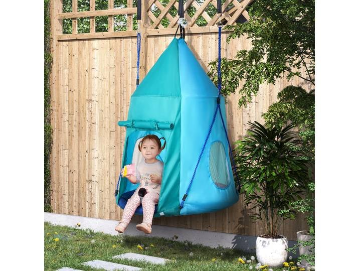 Outsunny Balançoire Nid Tente Amovible Ø100cm Bleu