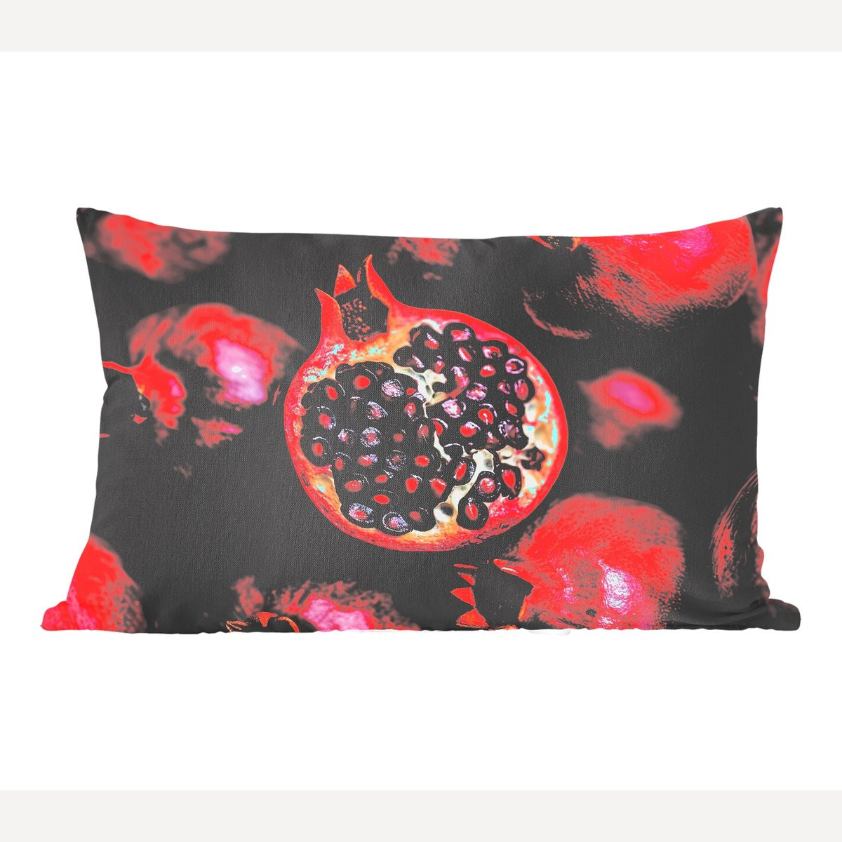 PillowMonkey Sierkussen Fruit Granaatappel Rood 50 x 30 cm