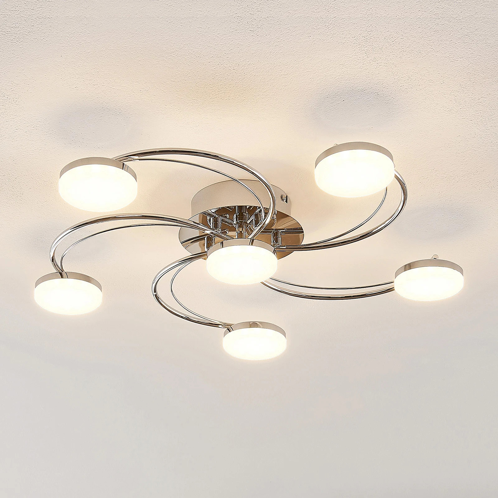Lindby Rouven LED Plafondlamp - Chroom/Zilver - Modern - Metaal