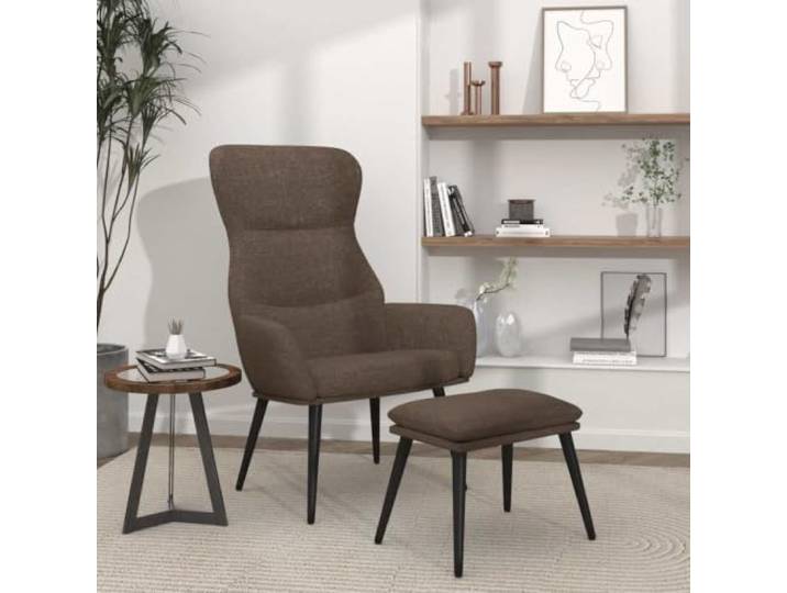 YUTAASU Relax Chair with Ottoman Taupe Fabric Sturdy Metal Frame, Comfortable Armrests, Living Room Furniture