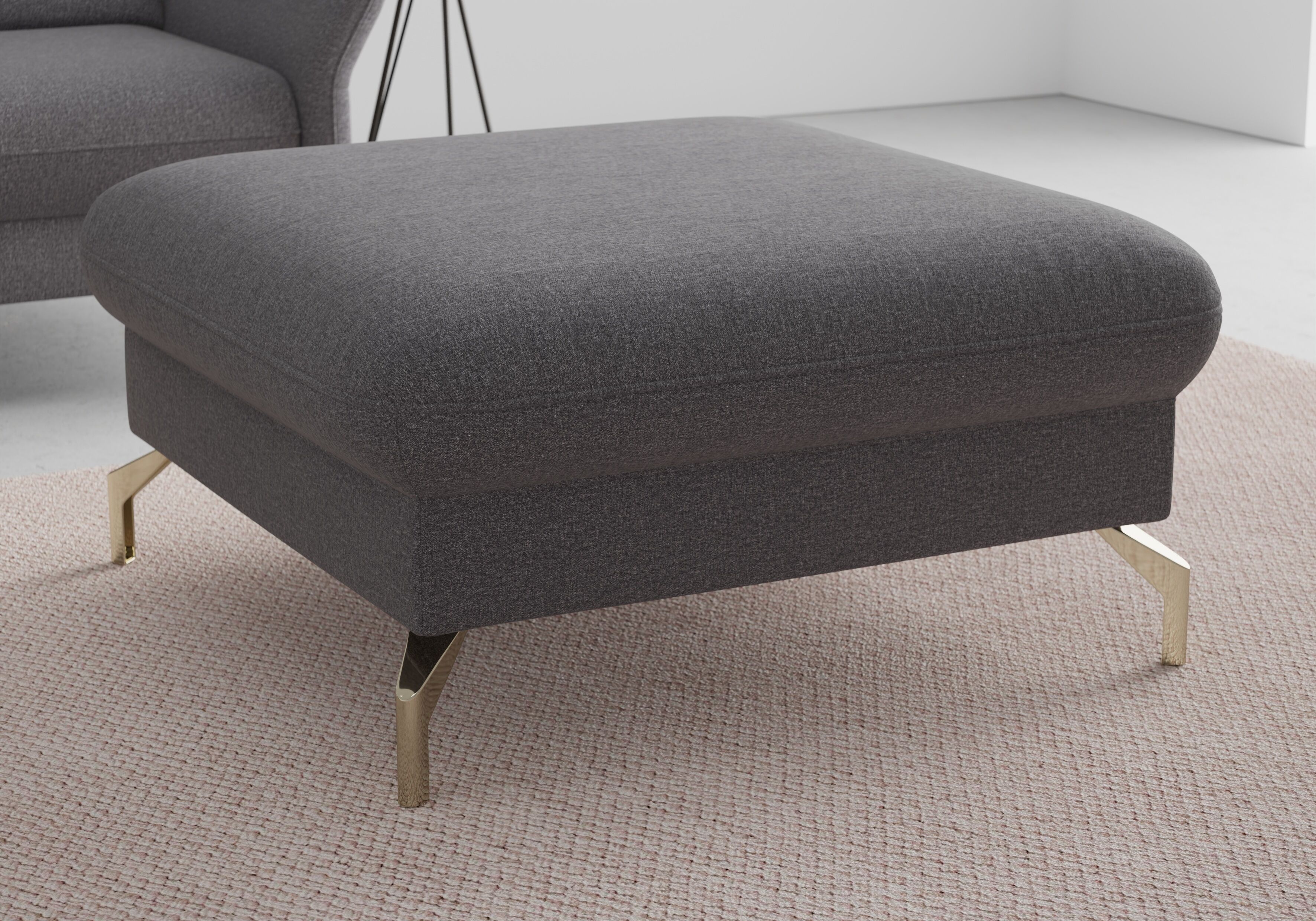 Hocker SIT & MORE "Fashion", braun (espresso), B:89cm H:45cm T:89cm, Hocker, Hocker, inklusive Federkern, mit satinierten Nickelfüssen espresso B/H/T: 89cm x 45cm x 89cm, Chenille,mit Federkern