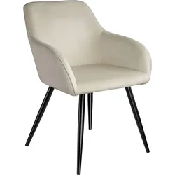 tectake Esszimmerstuhl Marilyn Samtoptik, schwarze Stuhlbeine  Creme/Schwarz