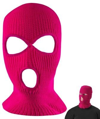 Uplift Essentials 3 Hole Knit Balaclava Ski Mask pink