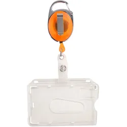 Kartenhalter mit Jojo mit Daumenaussparung, poliert | orange, transparent, Hartplastik