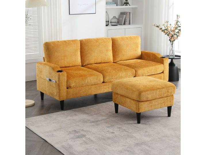 Xylo Canapé-lit 3-en-1 lin tissu naturel dossier ajustable chaise relax salon