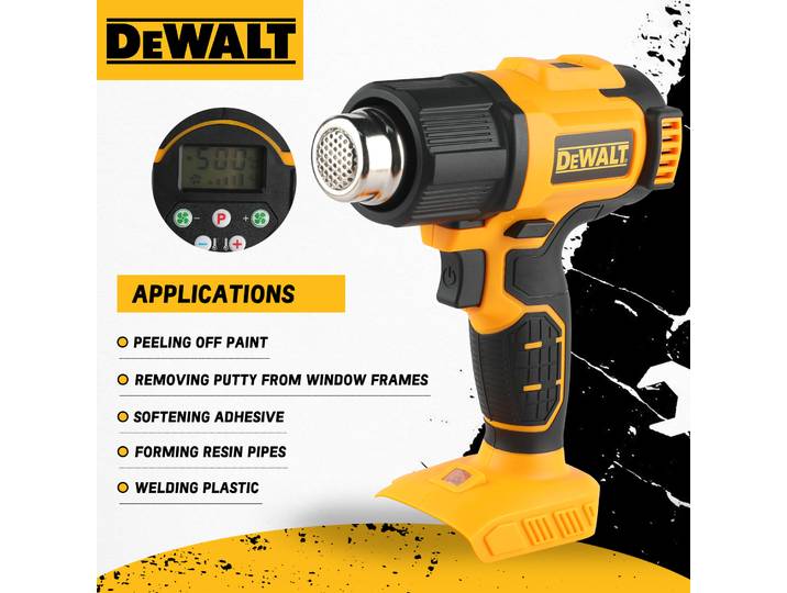 DEWALT 20V températures réglables pistolet à air chaud pistolet thermique sans fil 550 ° C Outils électriques de ventilateur thermique de soudage haute puissance DCE530