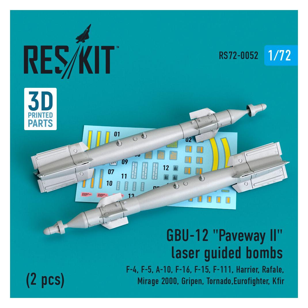 ResKit GBU-12 Paveway II laser guided bombs (2 pcs) (F-4, F-5, A-10, F-16, F-15, F-111, Harrier, Rafale, Mi (RS72-0052)
