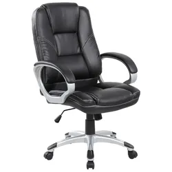 Dmora Bürostuhl Tamworth, Chefsessel mit Armlehnen, Ergonomischer Bürostuhl, 69x63h105/116 cm, Schwarz