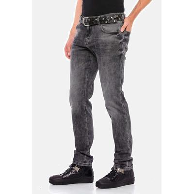 Slim-fit-Jeans CIPO & BAXX "Jeans", Herren, Gr. 31, Länge 34, schwarz, 98% Baumwolle, 2% Elasthan, unifarben, slim fit lang, Jeans Slim-fit-Jeans, mit Allover-Gitter-Musterung, CD543