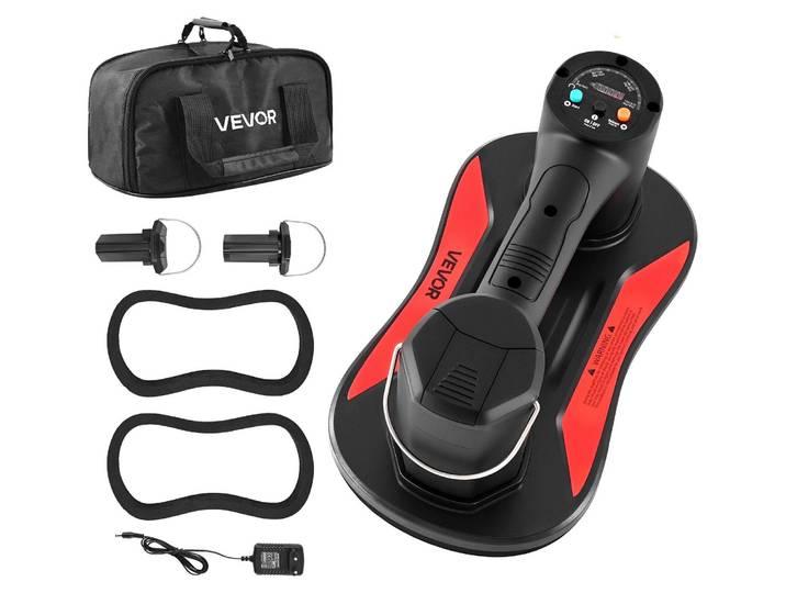 VEVOR Ventouse électrique à vide\, capacité de levage de 170 kg\, ventouse à verre avec affichage numérique\, outil à ventouse pour soulever les carreaux\, le granit\, le bois\, les pavés\, les cloisons sèches\, les fenêtres