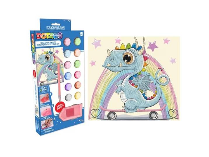 Diamond Dotz Diamond Painting Kits, Dotzies Dragon Skate, gedeeltelijke boor, Diamond Art, Diamond Art Kits voor volwassenen, Diamond Painting Kits voor volwassenen, Dotz Diamond Kits