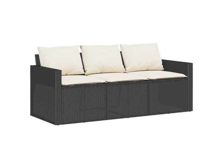 “Winter Sale TOP Canapé de jardin Noir - Canapé de jardin avec coussins 3 places noir résine tressée PRO11287