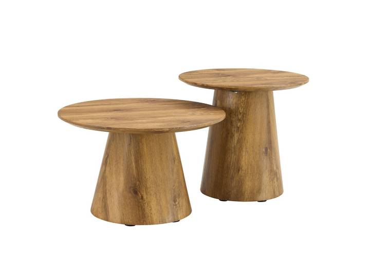 COUCHTISCH set holzoptik rund 2er flexibel