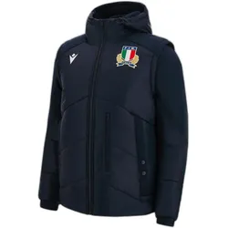 Macron, Unisex, Laufjacke, Daunenjacke mit abnehmbaren Ärmeln Italie Rugby 2022/23 (3XL), Blau, Rot, Weiss, 3XL