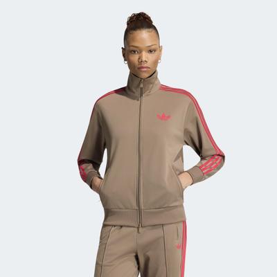 Trainingsjacke ADIDAS ORIGINALS "FIREBIRD TRACK LOOSE", Damen, Gr. S, khasix, powpnk, Obermaterial: 100% Polyester, Jacken Trainingsjacke, mit FIREBIRD-Design, locker geschnitten