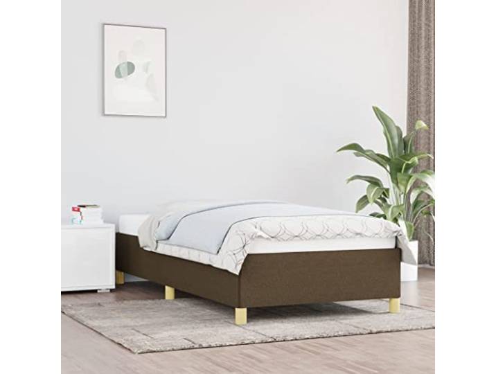 Strapazierfähiger Stoff Stabiler Schlafkomfort Bettgestell Braun 100x200 cm Bettgestell ohne Matratze Dunkelbraun 100x200 cm Stoff mit Kopfteil stabil Holz Lattenrost Schlafzimmer Möbel