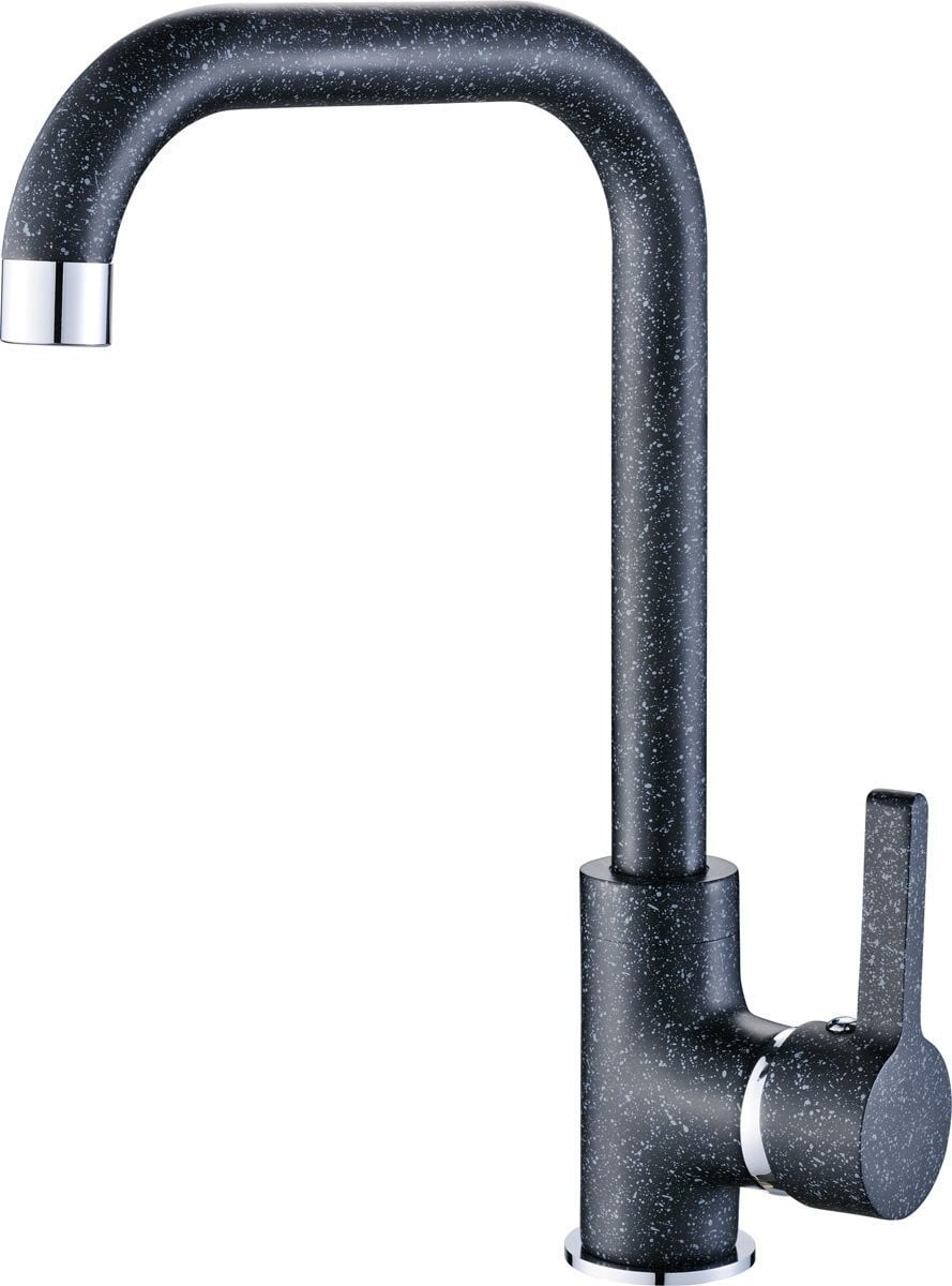 Laveo Design kraan voor spoelbak met L-vormige uitloop, zwartgranietkleur