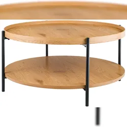 DELUKE Couchtisch HONIM - Holz Natura 80x80x40 cm | Sofatisch Rund Beistelltisch Holz Wohnzimmertisch Klein