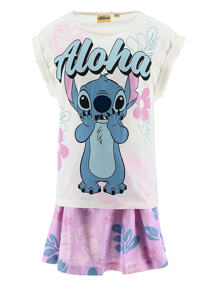 Lilo & Stitch 2tlg. Outfit "Stitch" in Weiß/ Lila - 116