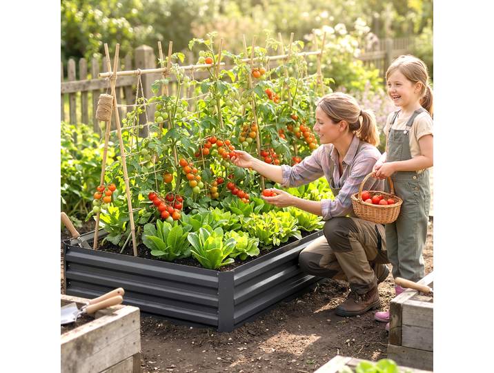 Outsunny Carré Potager Rectangulaire 241x90x30cm Acier Gris