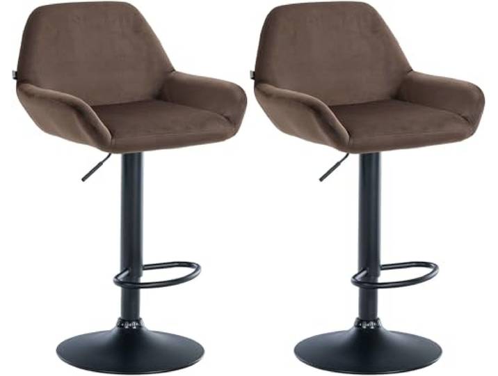 CLP 2er Set Barhocker Braga Samt drehbar und höhenverstellbar Farbe braun Material Gestell Metall matt schwarz