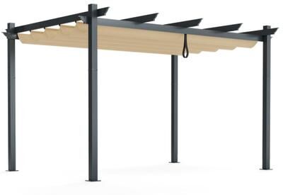 Costway 10 x 13 Feet Outdoor Aluminum Retractable Pergola Canopy Shelter-Beige