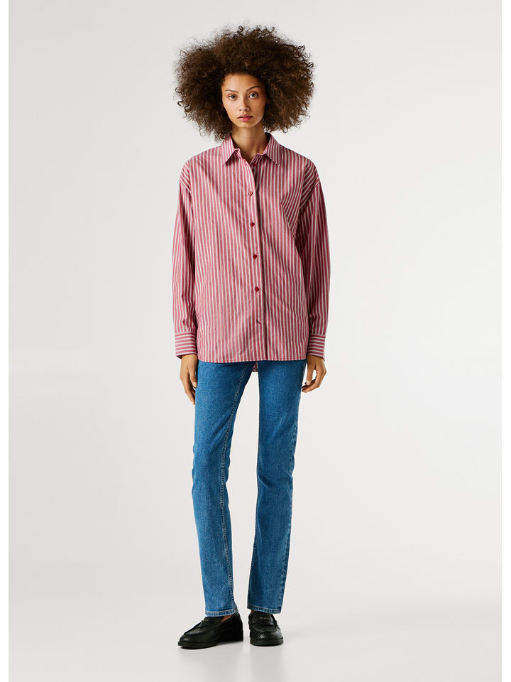 Pepe Jeans Hemd "Lenoir" in Weiß/ Rot - S