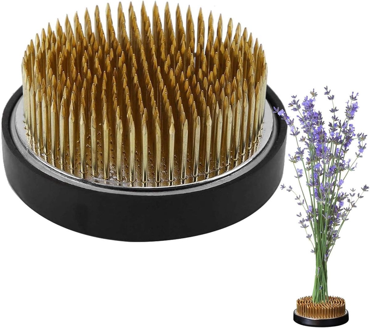 Zilverkleurige Bloemen Kenzan Bloemhouder met Antislip Ring, Diameter: 8 cm