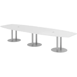bümö Konferenztisch groß KT40 in Weiß Säule in Silber