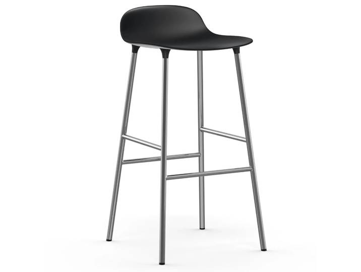 Normann Copenhagen Form Barstuhl verchromte Beine 75cm Schwarz