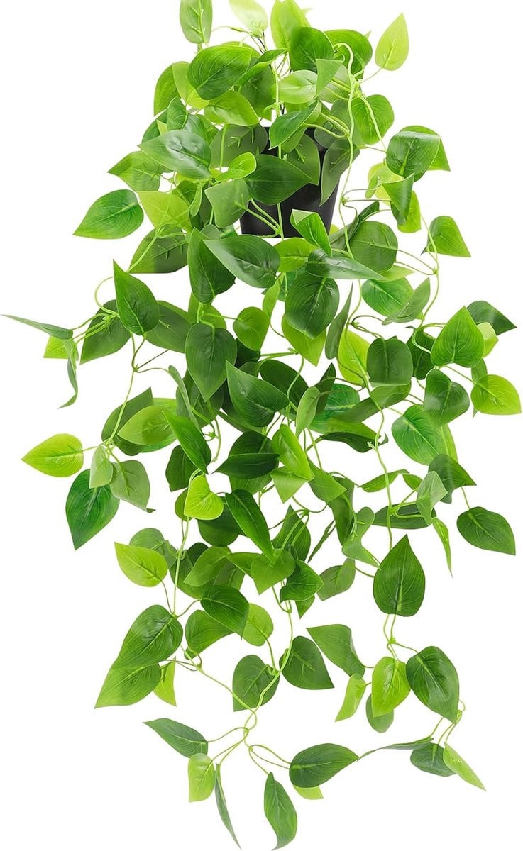 Kunstplant Hangplant Scindapsus Aureus met Zwarte Pot voor Binnen en Buiten