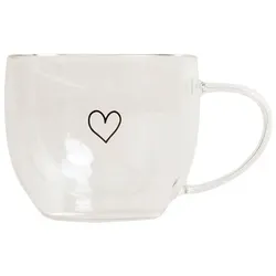 doppelwandige Tasse Herz Glas transparent Inhalt 250 ml 13.5x9.7x7.8 cm