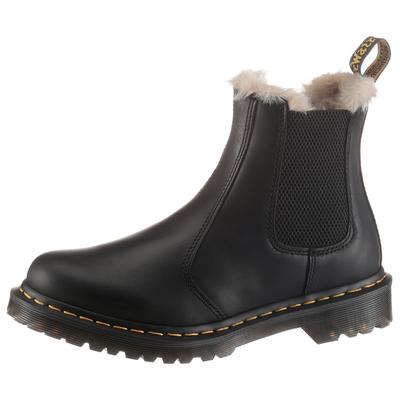 Chelseaboots DR. MARTENS "Leonore", Damen, Gr. 39, schwarz, Elastischer Einsatz, Leder, Schuhe Chelseaboots, Chunky Boots, Plateau Schuh, Boots mit Warmfutter