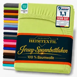EXKLUSIV HEIMTEXTIL Jersey Spannbettlaken für Wasserbetten Rundumgummizug 200 x 220 cm Apfelgrün