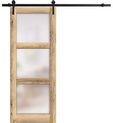 SartoDoors Lucia 2552   Bedroom Door Barn Door   Solid Wood   18x80, Oak Bathroom Door Pantry Door Closet Door Laundry Room Door