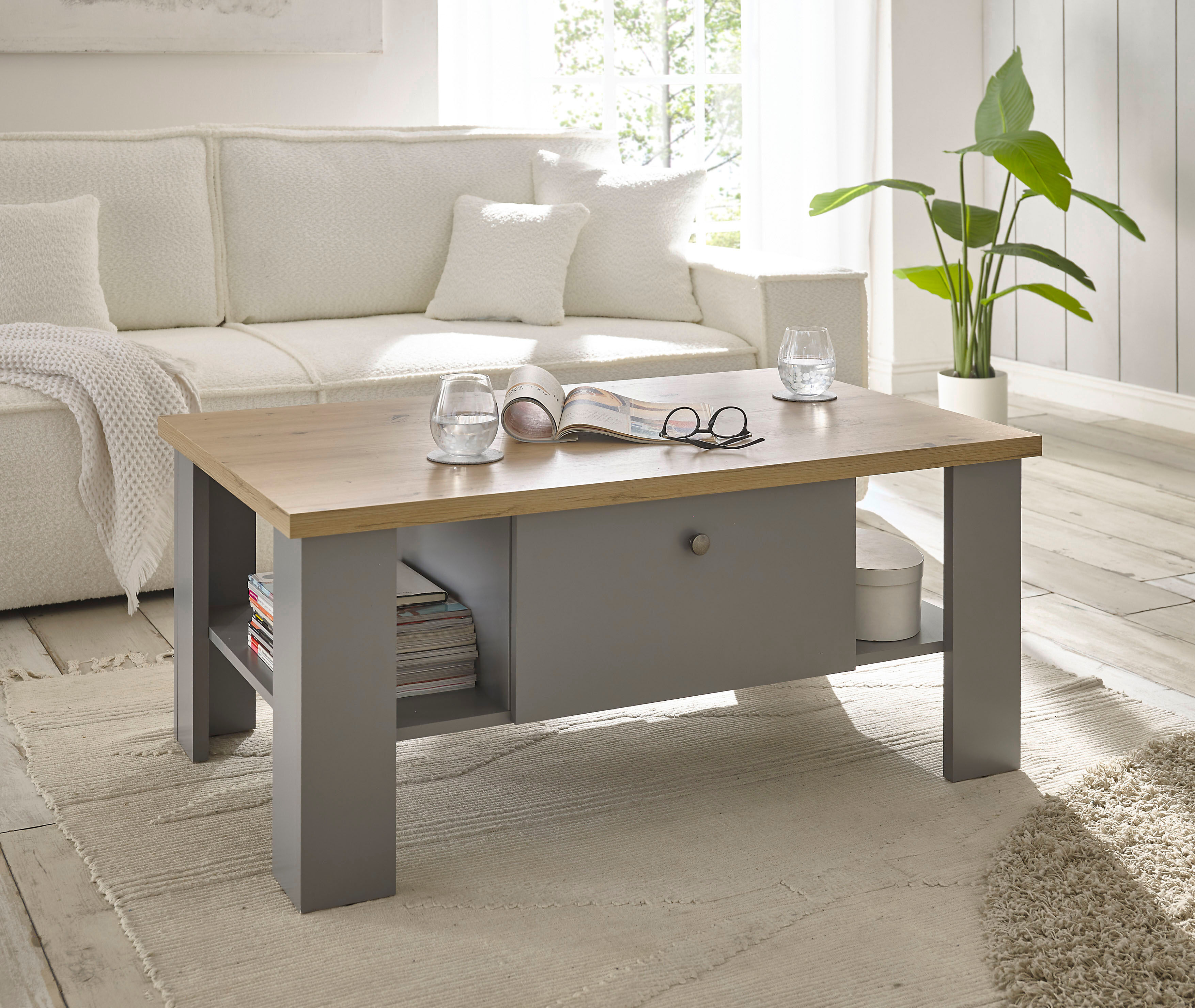 Couchtisch HOME AFFAIRE "CHAMBORD", grau (lichtgrau), B:107cm H:46cm T:67cm, Tische, Couchtisch, Breite ca. 107 cm
