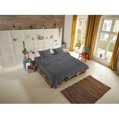 Bettwäsche HIP "Hip Uni", grau, B/L: 135cm x 200cm, 1 Stk., 1 Stk., Satin, B/L: 80cm x 80cm, 2 Stk., Satin, Obermaterial: 100% Baumwolle, Bettwäsche, Bettwäsche, 100% Baumwolle, Mako-Satin, 135x200, Unifarben Weiß, Reißverschluss