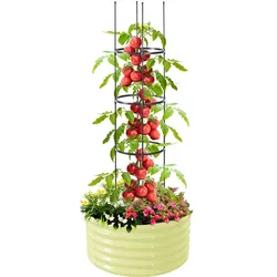 Design-Pflanzkübel mit Rankhilfe für Tomatenpflanzen, ca. ⌀ 60 x 30 cm  - Weiß