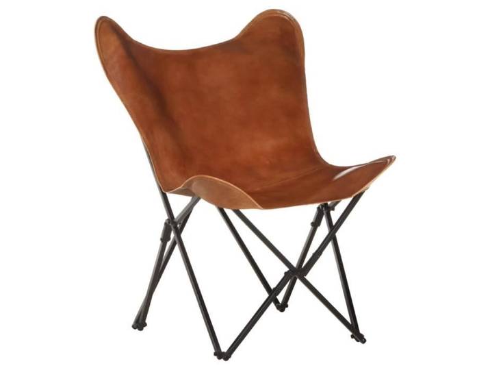 Chaise papillon - FYDUN - 95003 - Cuir véritable - Marron - Pliable