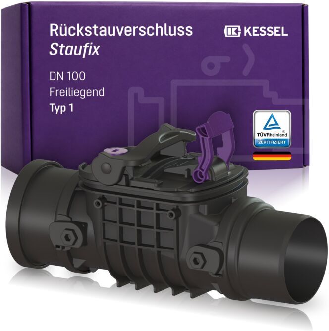 Kessel Rückstauverschluss 720100 DN 100, L/H 389 x 230 mm, freiliegend, Kunststoff