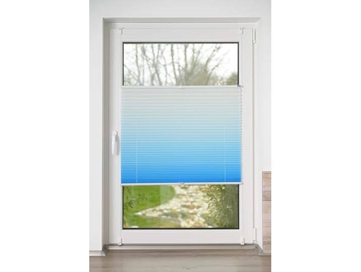 K-Home® Klemmfix-Plissee Farbverlauf Iceblau B95 x H210 cm