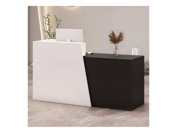 LuxusKollektion Empfangstheke Empfangstheke Schublade Stauraum 200×42×100cm White + Black Left (1-St)
