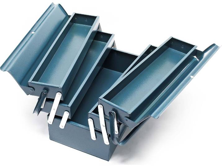 Boite à outils vide 420x200x200 mm en Acier avec 5 Compartiments Caisse pour outils avec Poignée