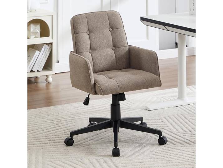 chairus Chaise de Bureau Ergonomique Fauteuil Réglable en Hauteur pour Chambre Chaise Pivotante avec roulettes Lin Kaki